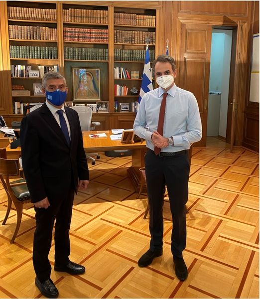 Συνάντηση του Κωστα Αγοραστου με τον Πρωθυπουργό Κυριακο Μητσοτακη  για αγροτικές αποζημιώσεις, φράγματα, σεισμό, Ιανό  και Αχελώο.